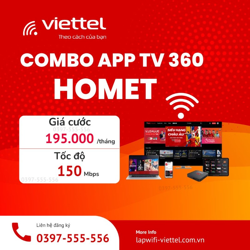 GÓI CƯỚC COMBO HOMET + APP TV360 195.000đ/tháng