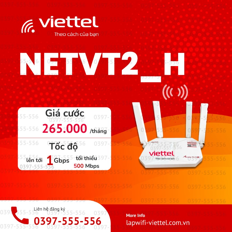 GÓI CƯỚC NETVT2H 265.000đ
